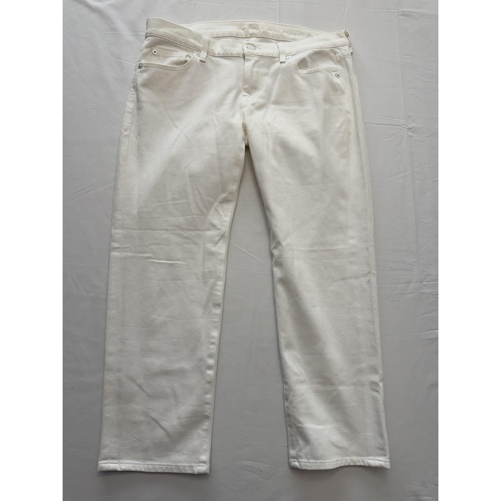 7 For All Mankind Straight Jeans Womens 29 White Mid Rise Logo 29x28.5 Denim USA